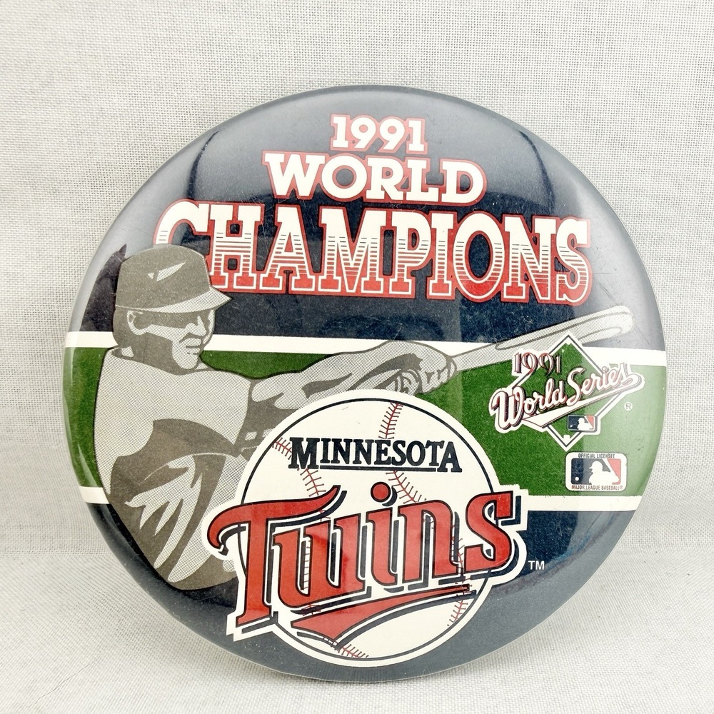 Vintage 1991 World Series MLB Baseball Minnesota Twins Retro Pin Button Big 3.5"